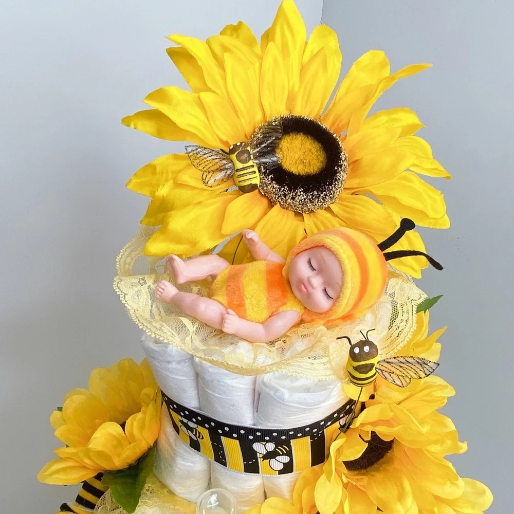 Bumblebee Sunflowers Diaper Cake